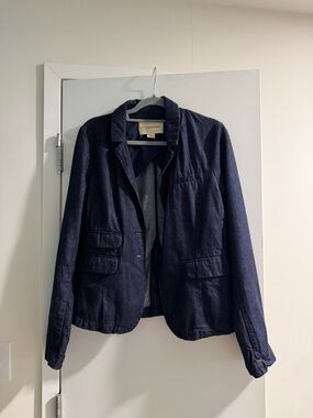 Women Navy Blue Casual Jacket